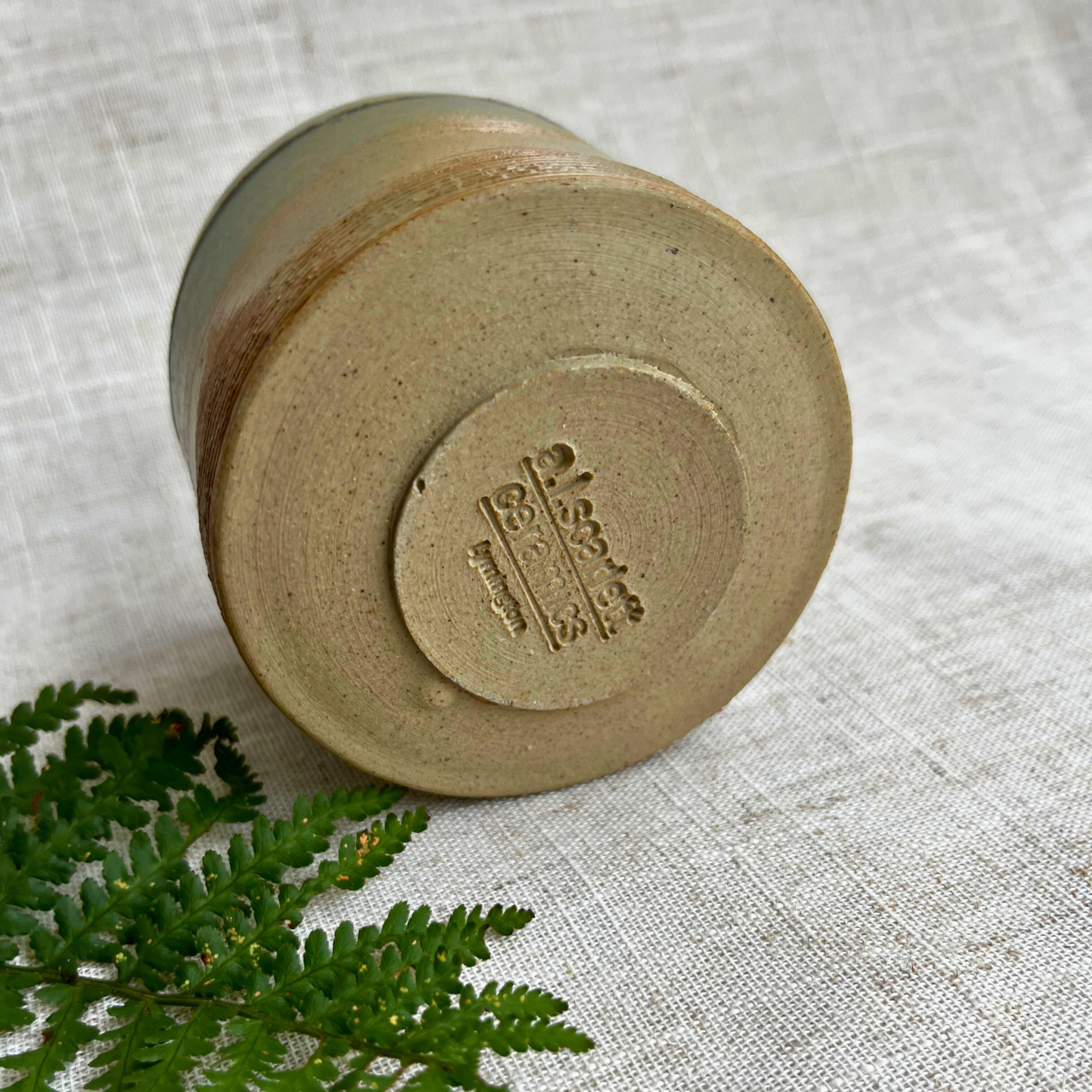 Handmade Ceramic Cup, Green Natural Glaze