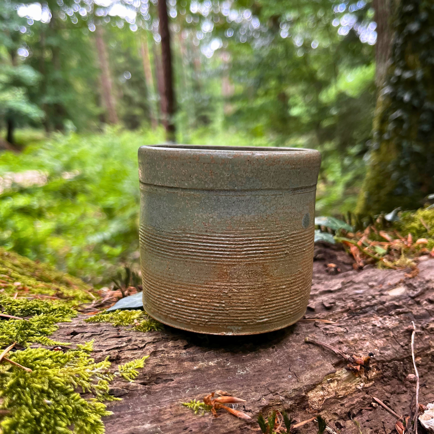 Handmade Ceramic Cup, Green Natural Glaze