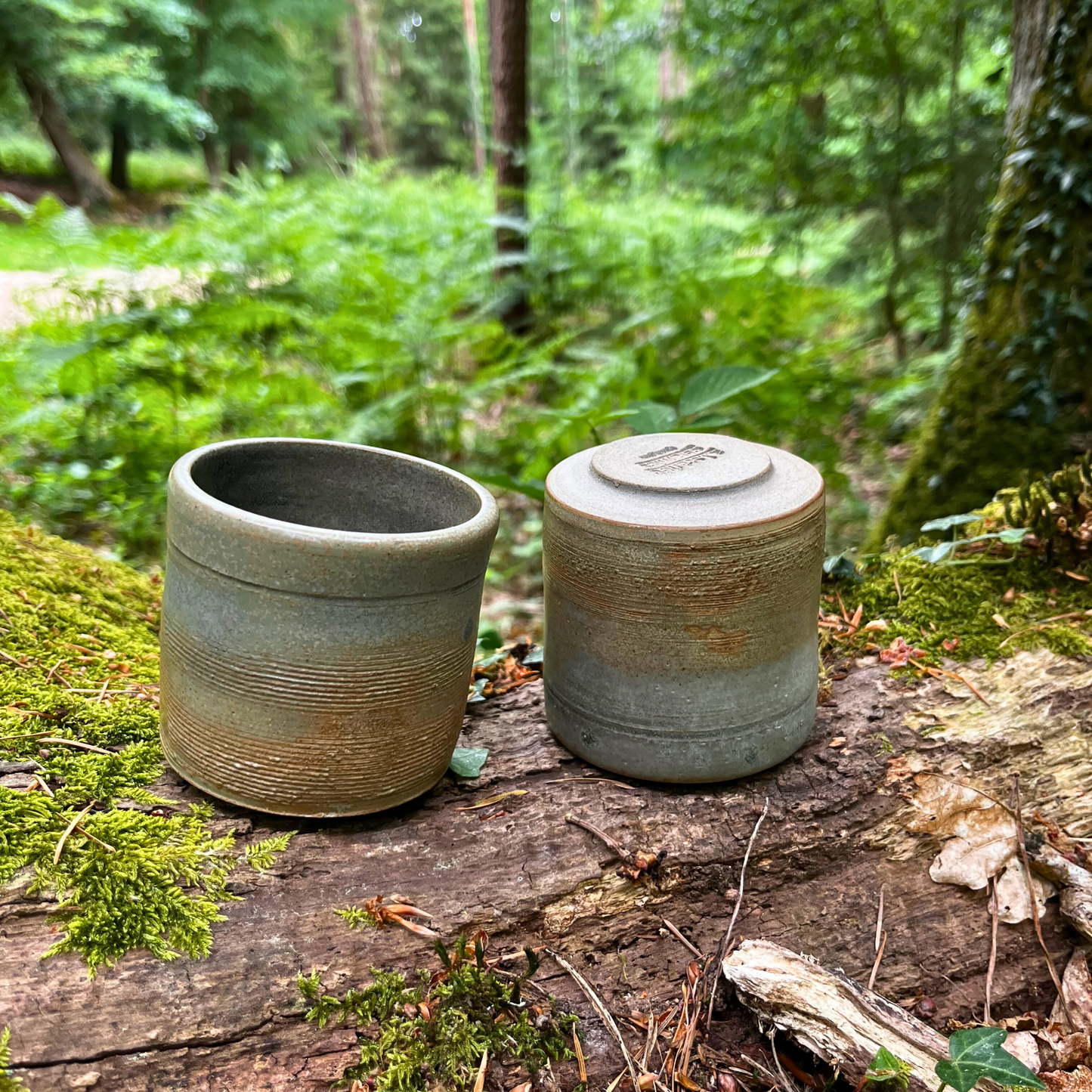 Handmade Ceramic Cup, Green Natural Glaze