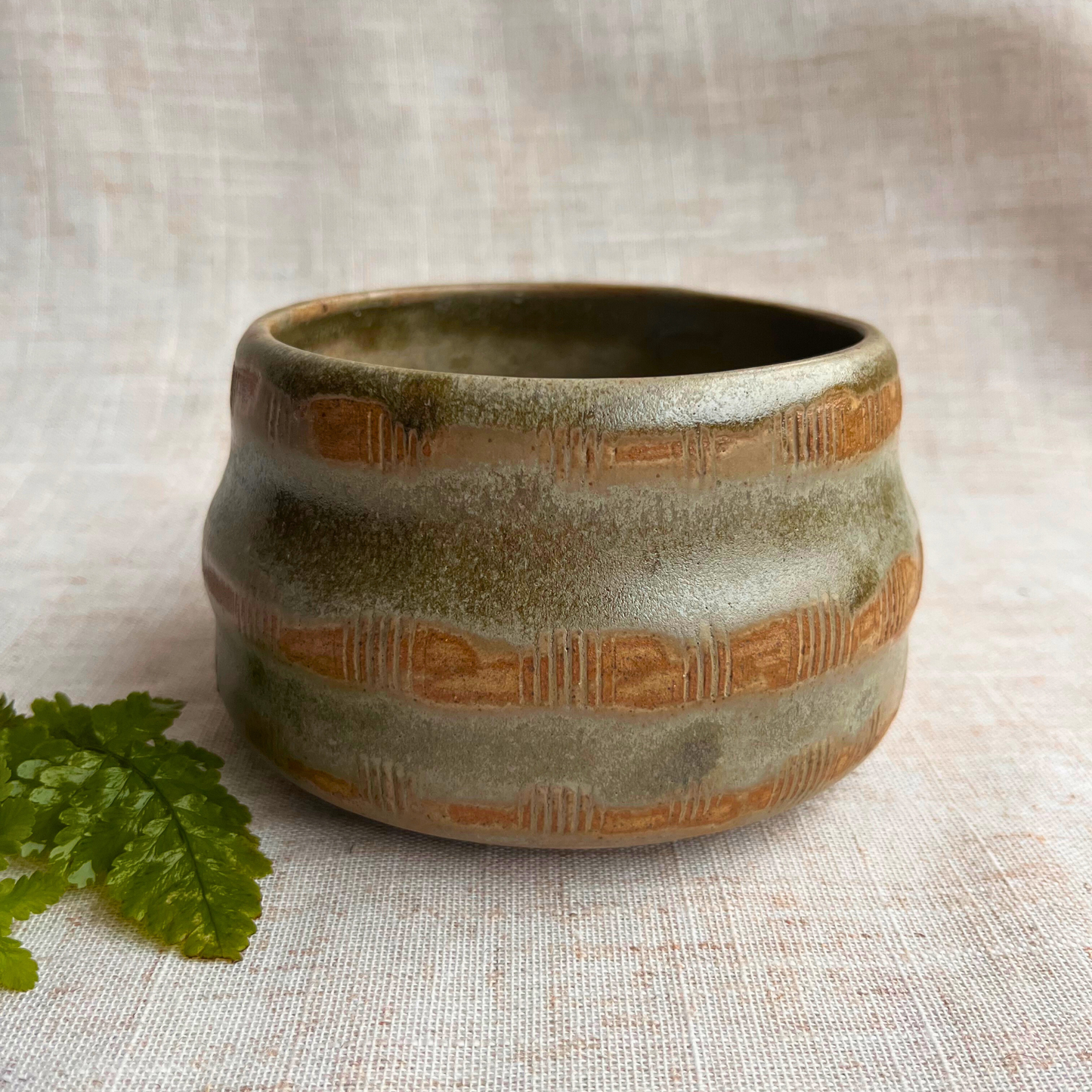 Handmade Ceramic Bowl, Forest Lichen Range