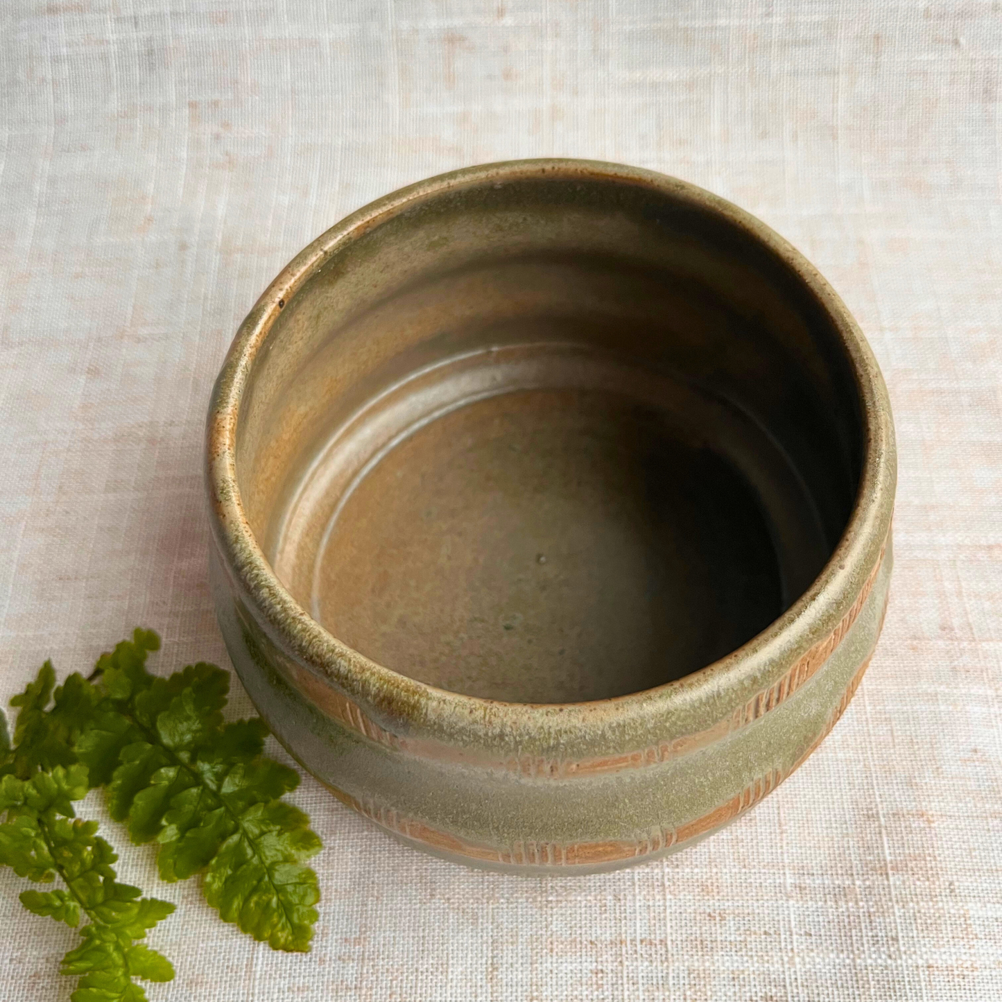 Handmade Ceramic Bowl, Forest Lichen Range