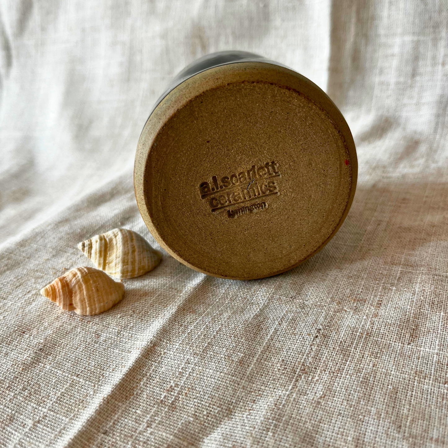 Handmade Cortado coffee cup with dimple, Navy Blue Glaze