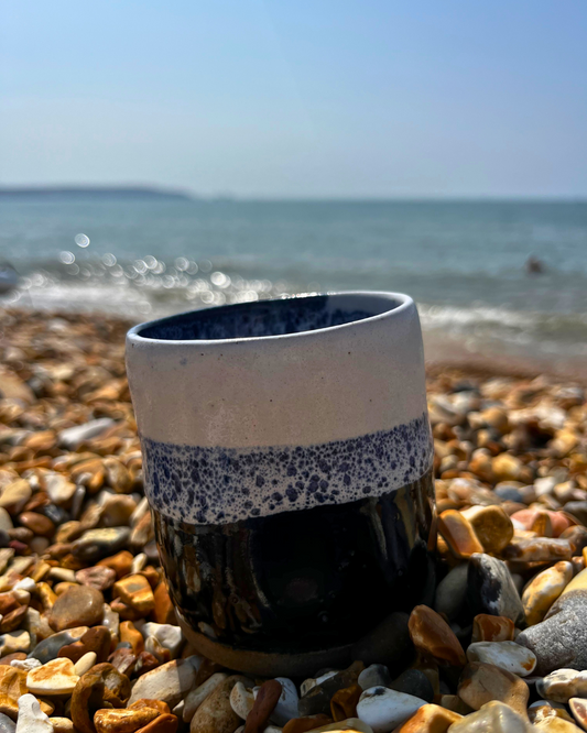Handmade Coastal Wave Ceramic Dimpled Tumbler