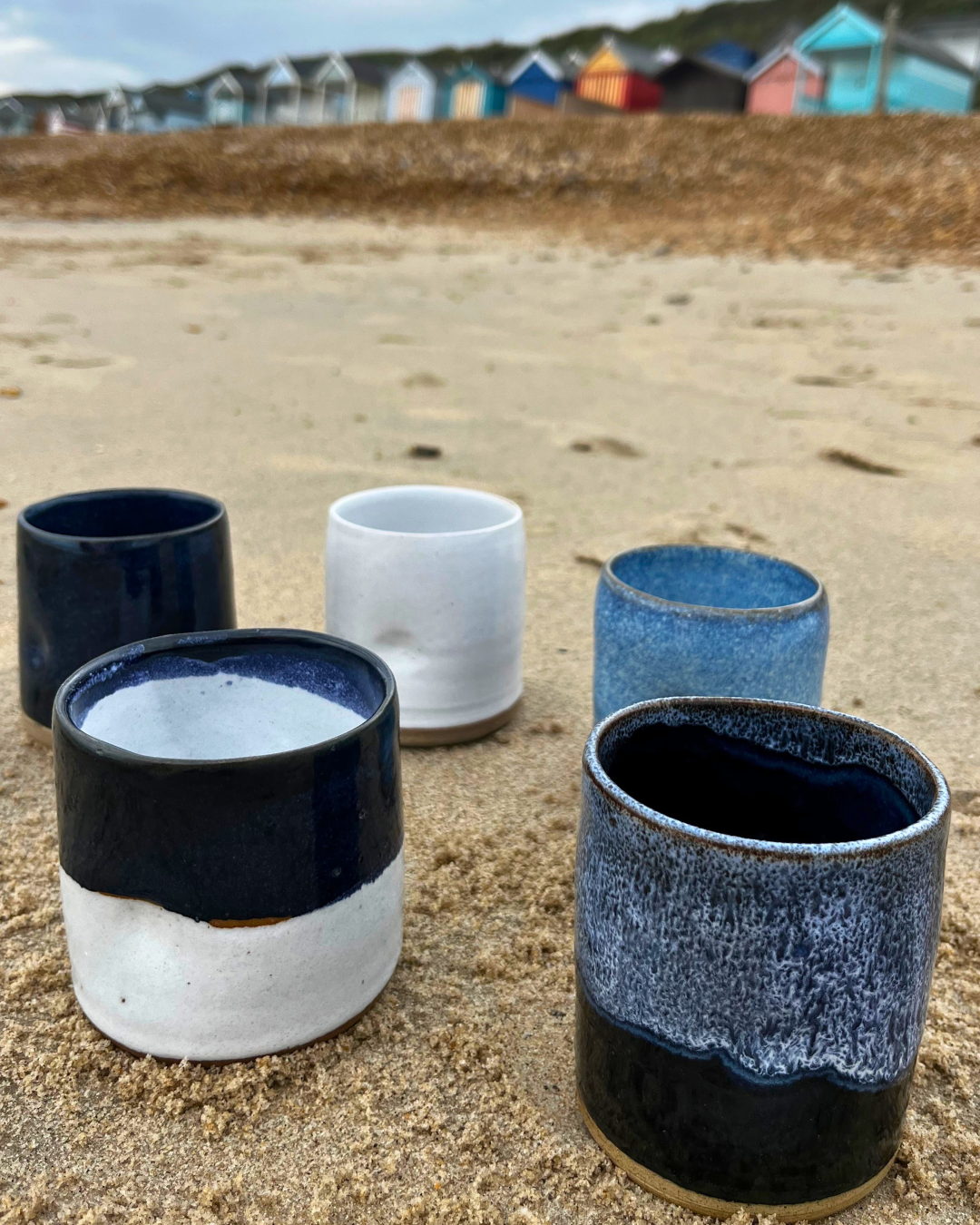 Handmade Coastal Sea Foam Ceramic Dimpled Tumbler