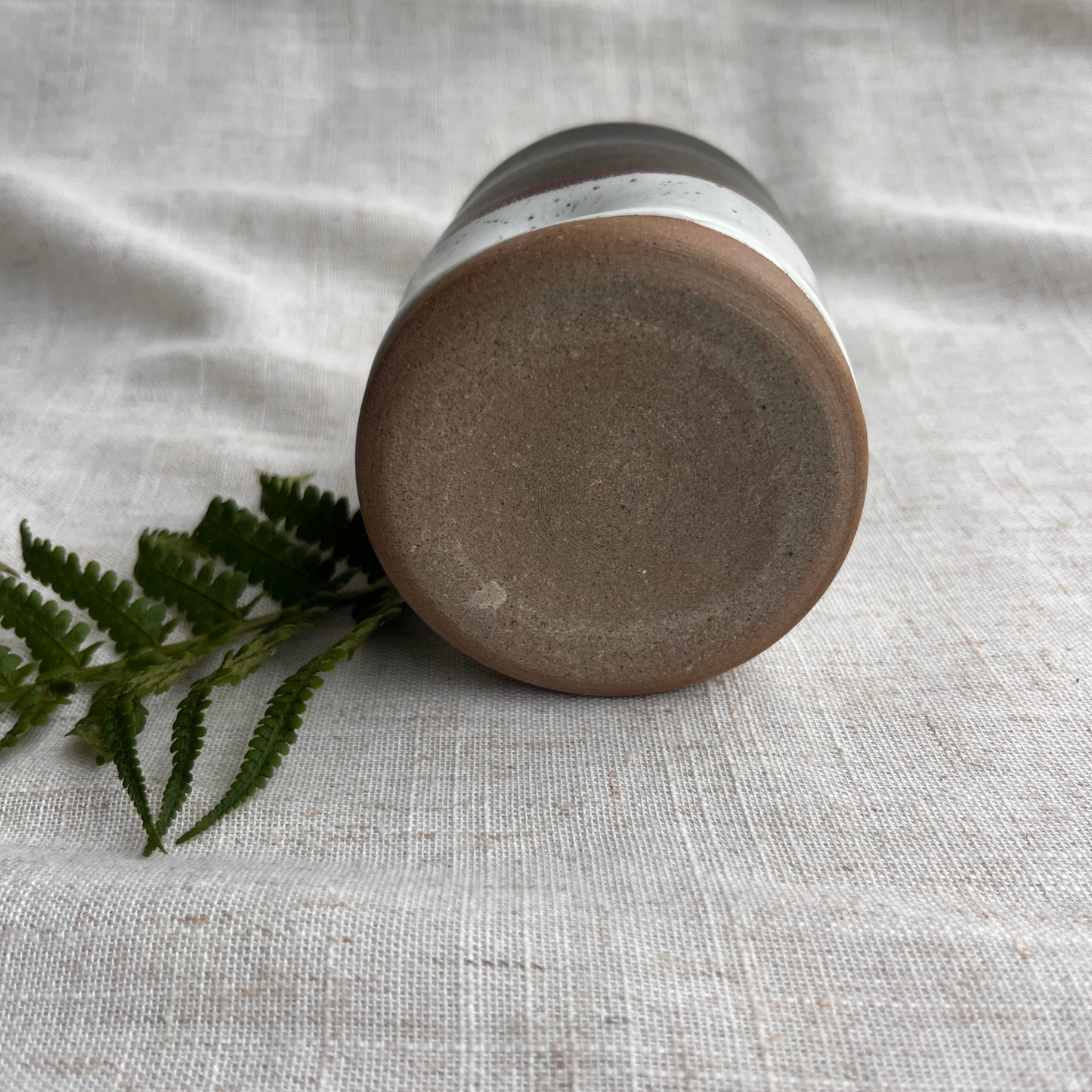Forest Handmade Ceramic Thumb Cup Green & White