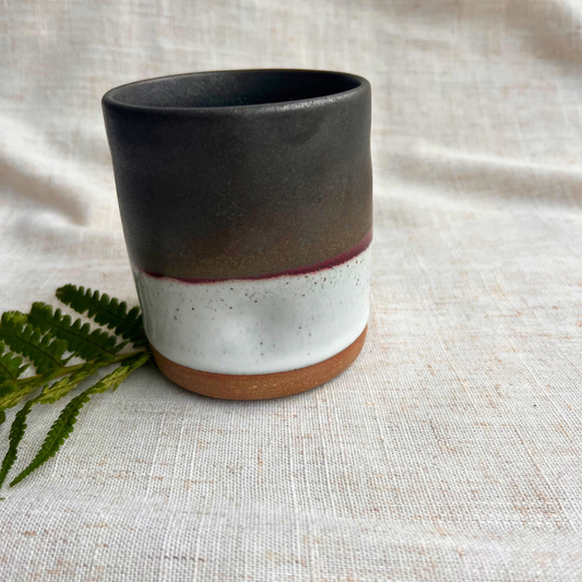 Forest Handmade Ceramic Thumb Cup Green & White