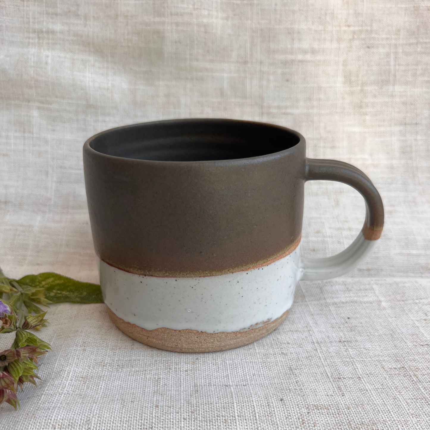 Forest Handmade Ceramic Mug Green & White
