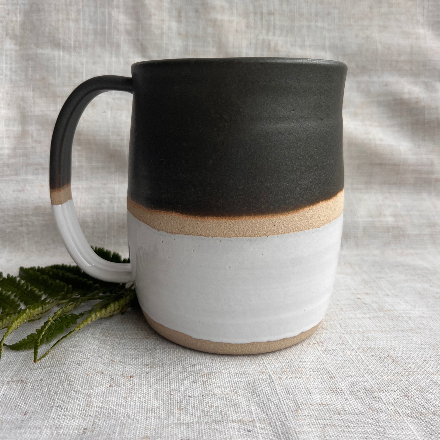 Forest Handmade Ceramic Tankard Dark Green & White