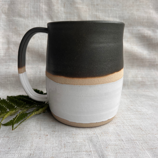 Forest Handmade Ceramic Tankard Dark Green & White