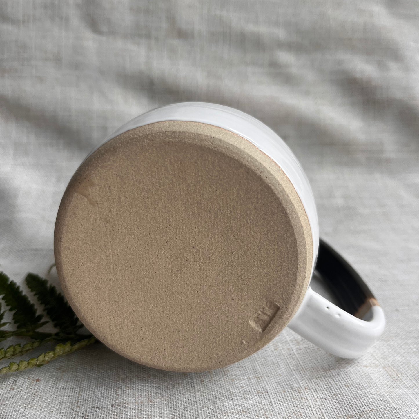 Forest Handmade Ceramic Tankard Dark Green & White