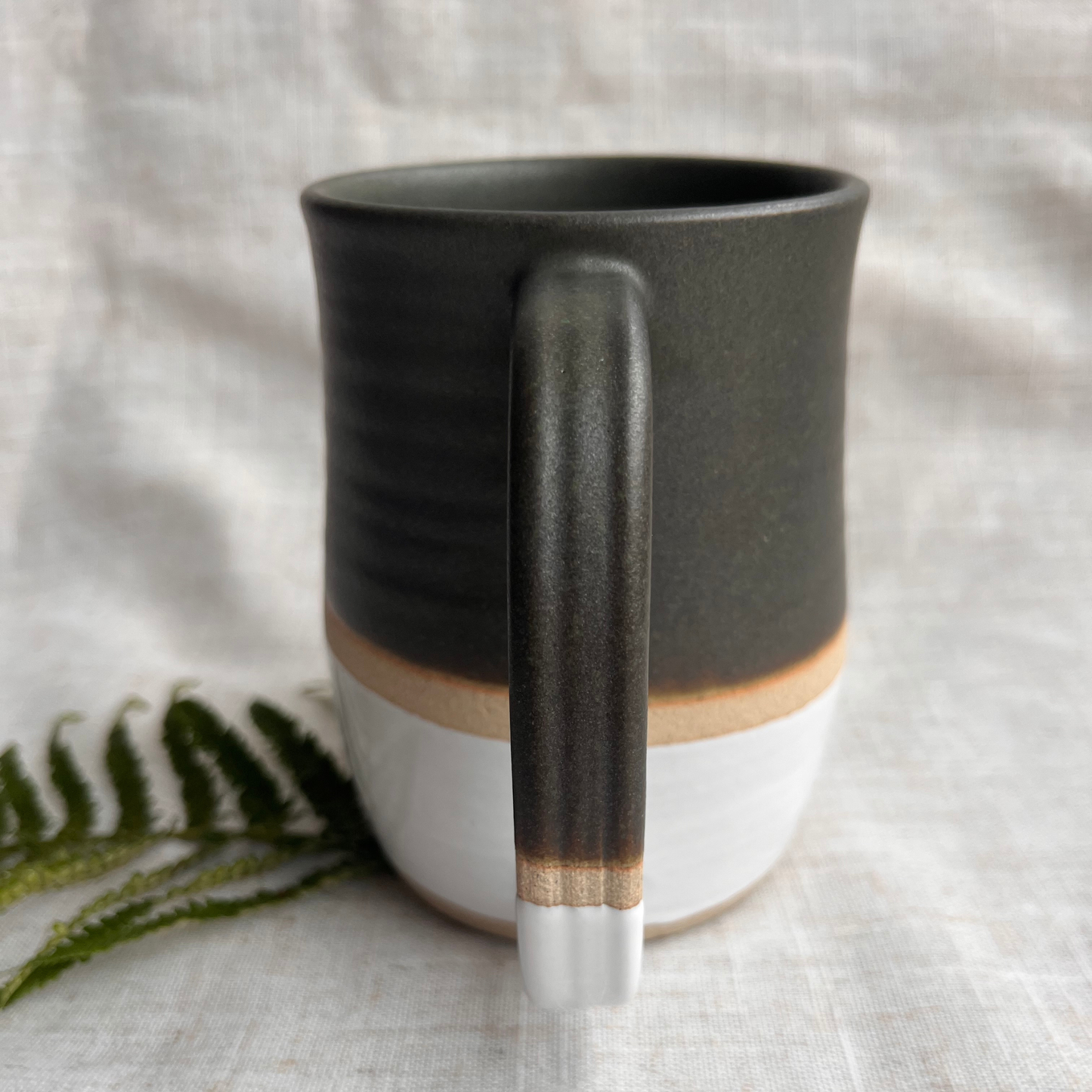 Forest Handmade Ceramic Tankard Dark Green & White