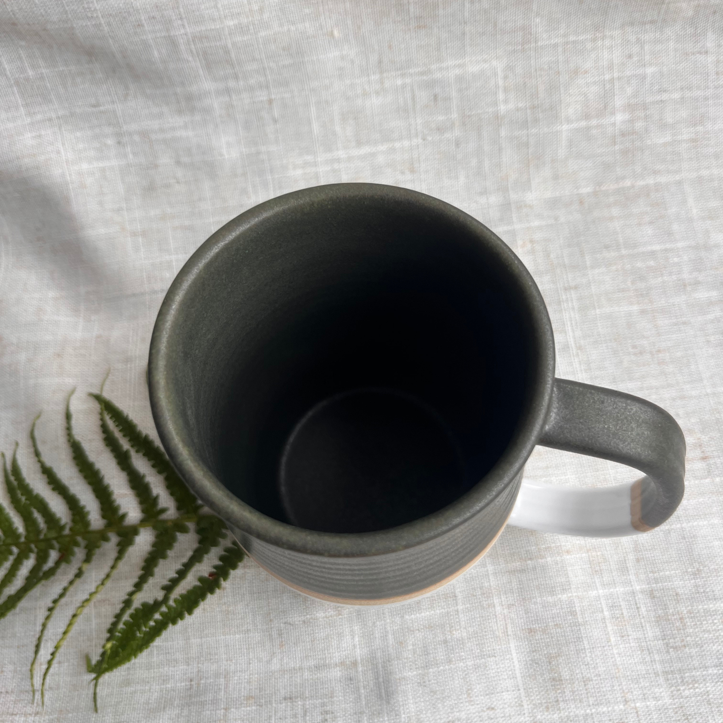 Forest Handmade Ceramic Tankard Dark Green & White