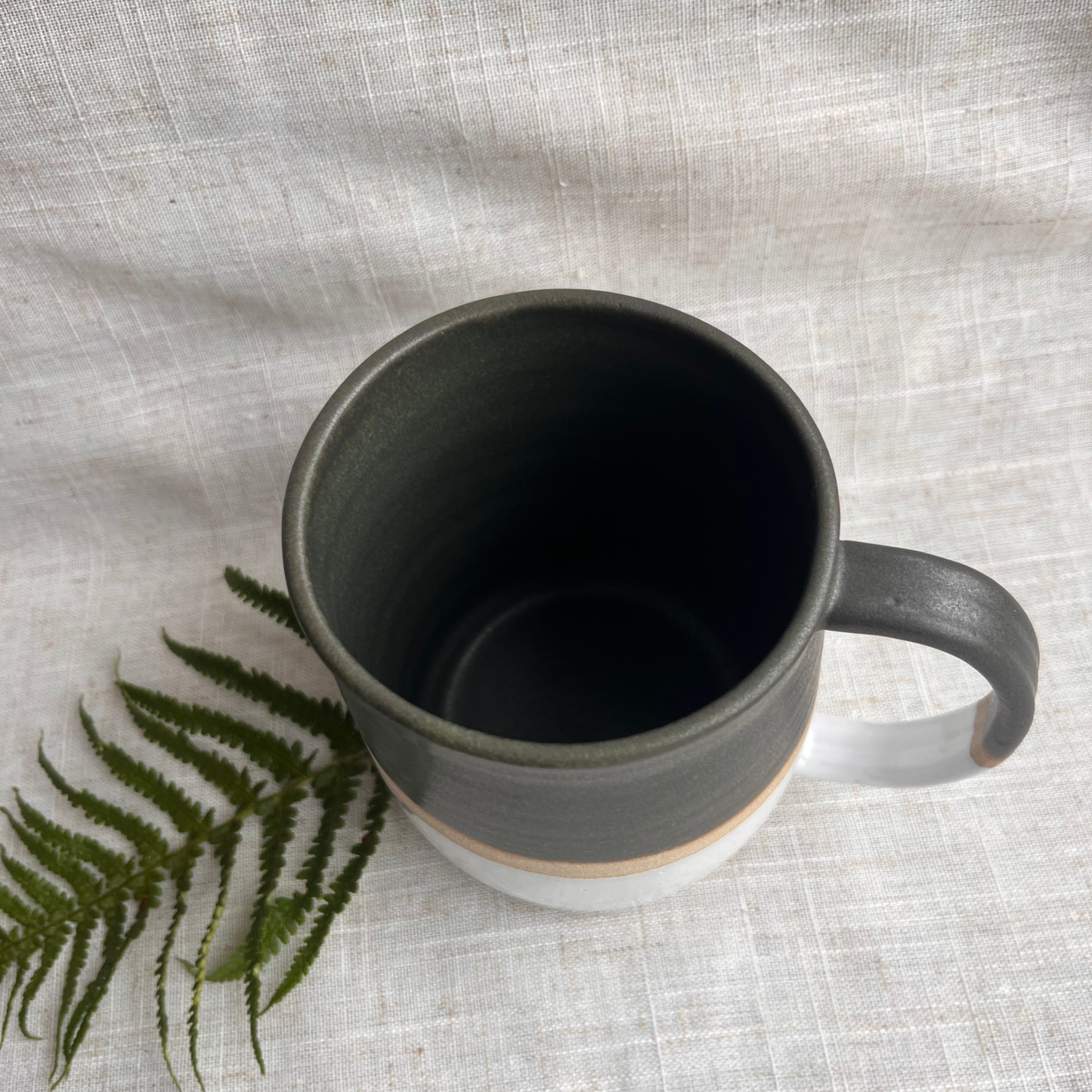 Forest Handmade Ceramic Tankard Dark Green & White