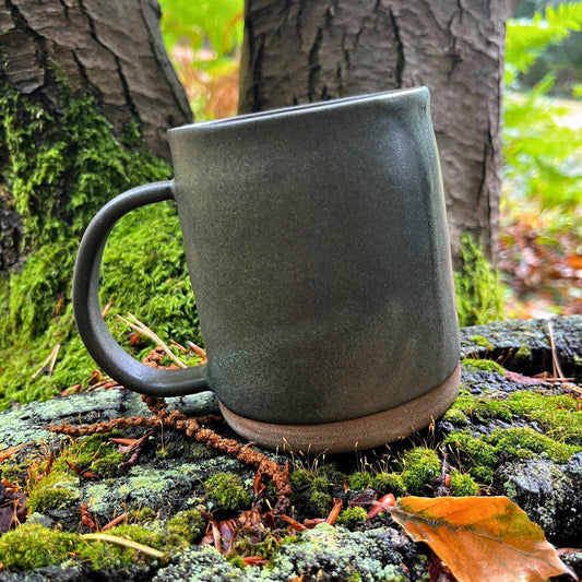 Handmade Ceramic Tankard, Large green stoneware mug, UK Made