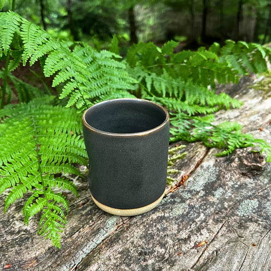 Handmade cortado coffee cup with dimple, dark green Pinch cup, Matcha cup, espresso coffee cup, Made in the UK
