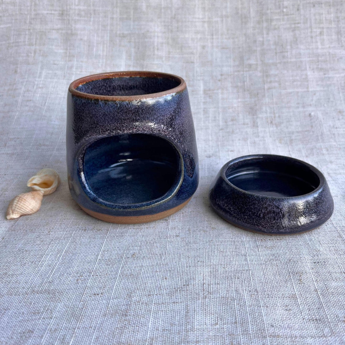 Handmade Coastal Ceramic Wax Melt Burner, Tealight Oil Warmer, unique gift, UK made