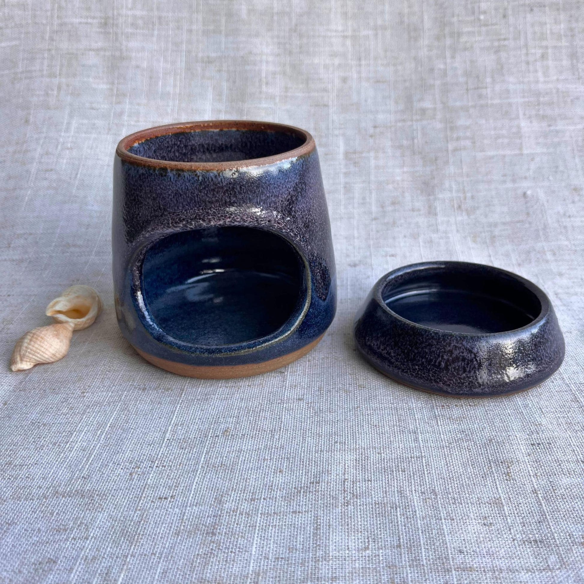 Handmade Coastal Ceramic Wax Melt Burner, Tealight Oil Warmer, unique gift, UK made