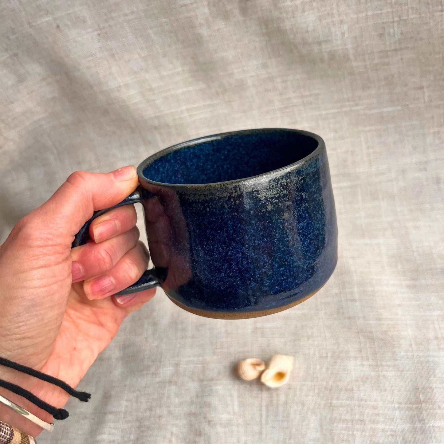 Handmade Ceramic Mug Blue | Everyday Coffee Mug | wheelthrown Mug | Stoneware Tea Mug | Handmade Pottery Mug | Thrown Clay Cup | UK Made