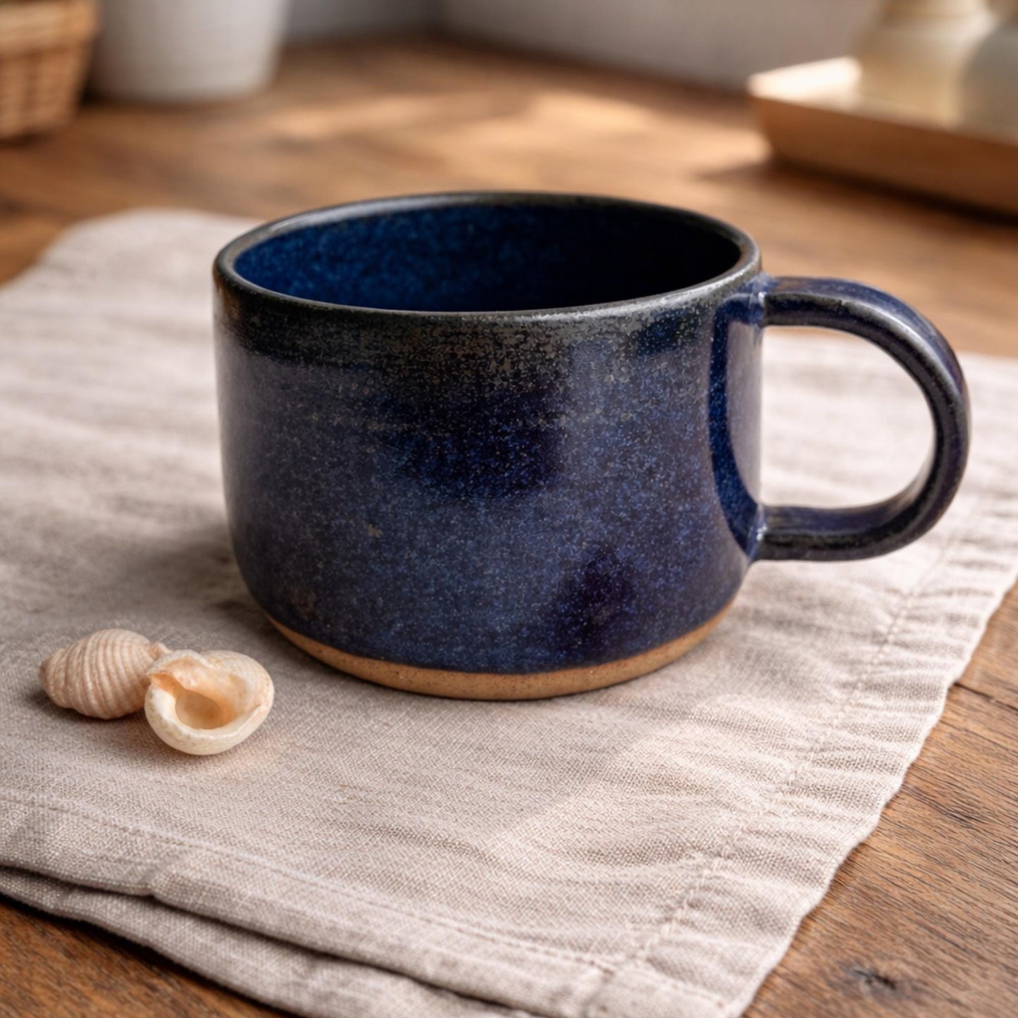 Handmade Ceramic Mug Blue | Everyday Coffee Mug | wheelthrown Mug | Stoneware Tea Mug | Handmade Pottery Mug | Thrown Clay Cup | UK Made