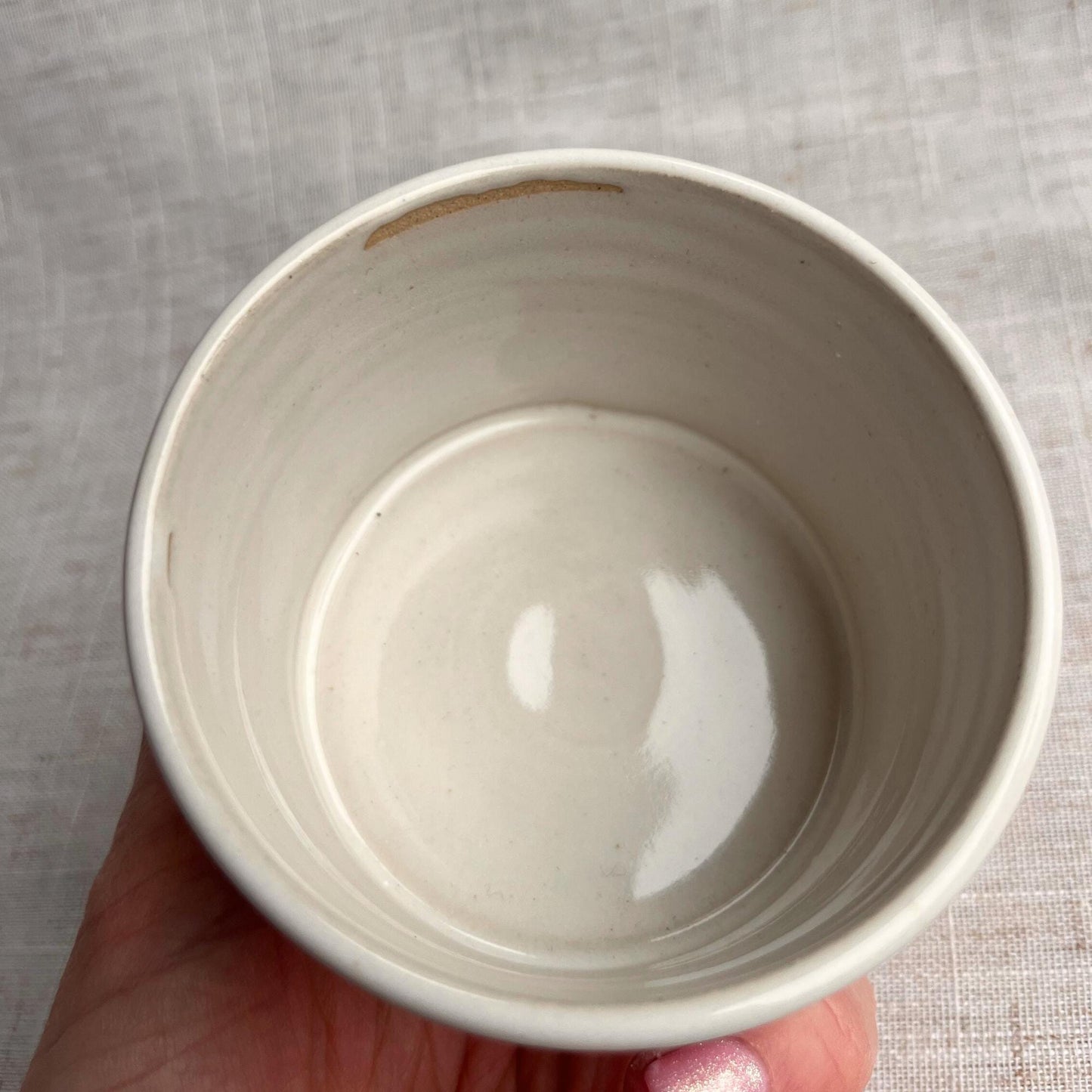Stoneware Ceramic Tumbler | 6oz Latte Cappuccino Cup | Handmade White Ceramic Cup | Handleless Stoneware Coffee Mug | Unique British Gift
