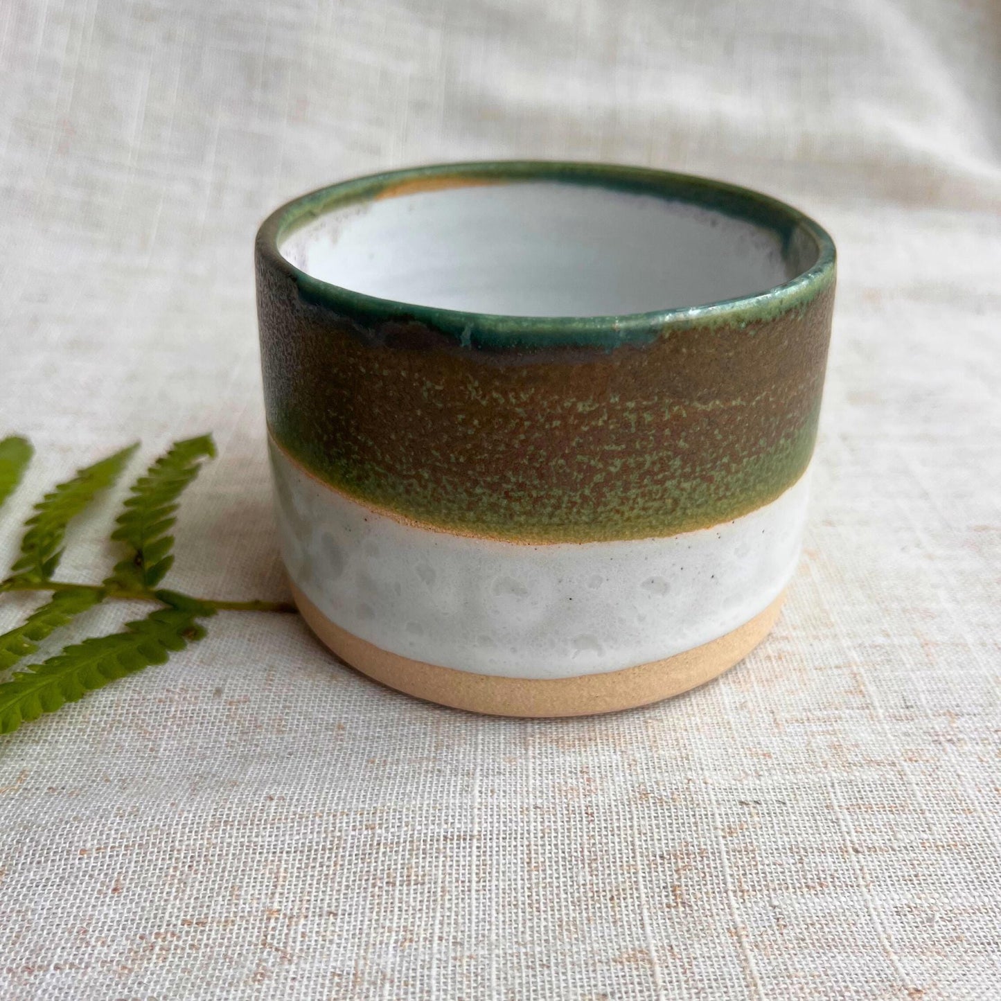 Stoneware Ceramic Tumbler | 6oz Latte Cappuccino Cup | Handmade Green Ceramic Cup | Handleless Stoneware Coffee Mug | Unique British Gift
