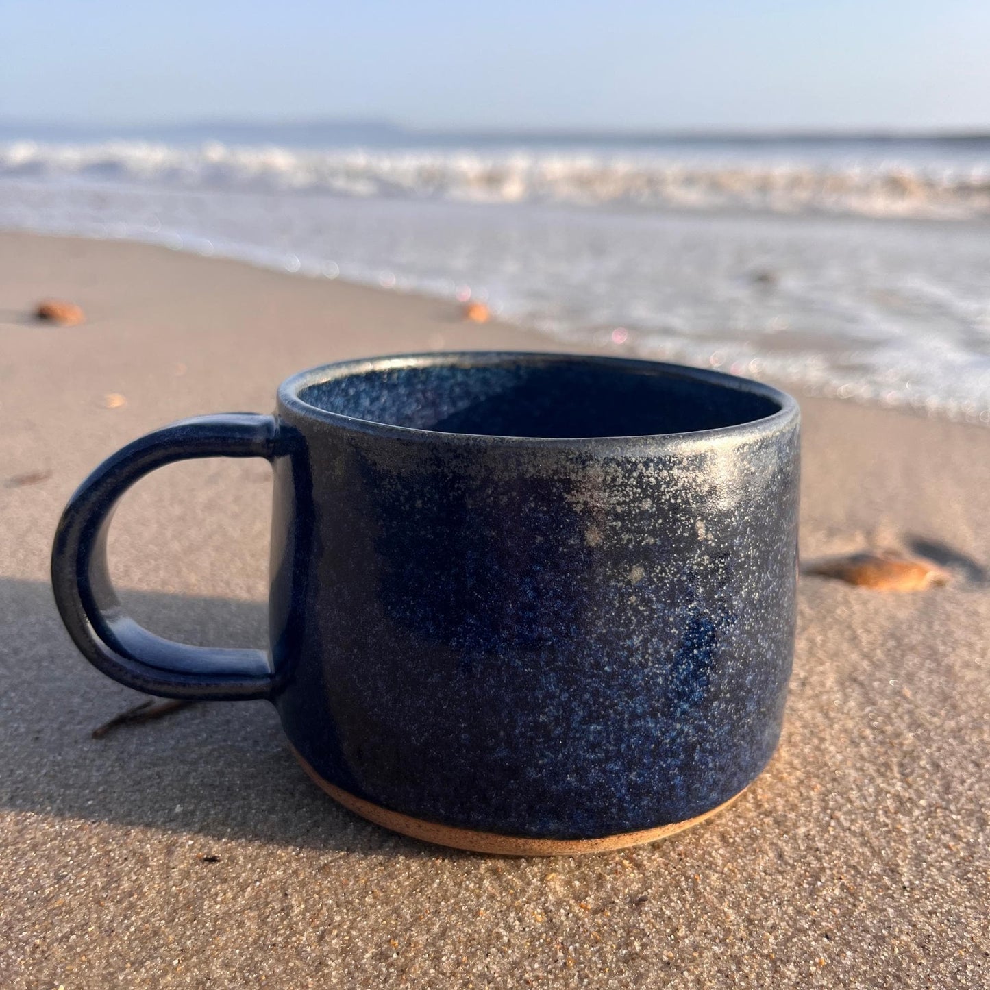 Handmade Ceramic Mug Blue | Everyday Coffee Mug | wheelthrown Mug | Stoneware Tea Mug | Handmade Pottery Mug | Thrown Clay Cup | UK Made