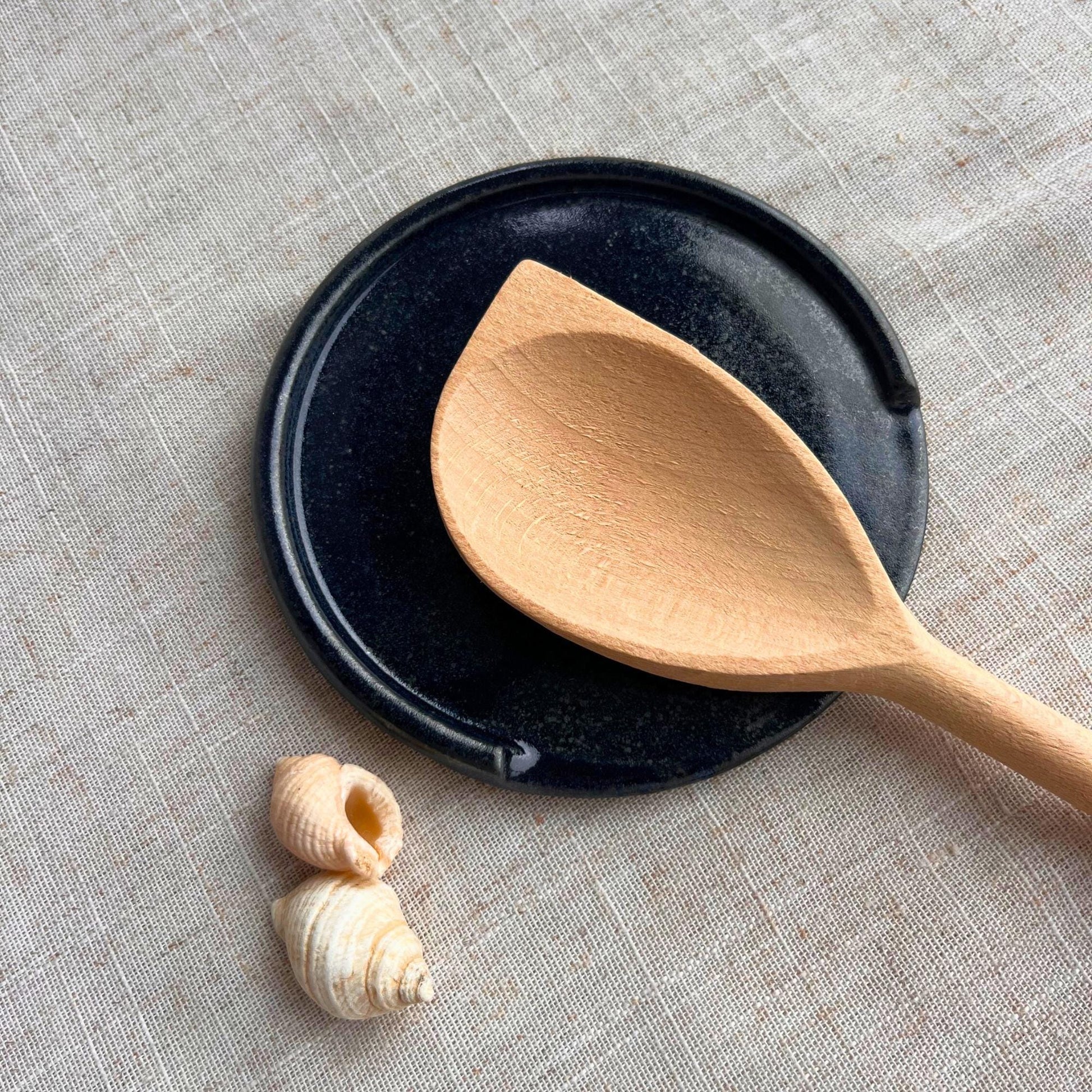 Handmade Ceramic Spoon Rest | Clay Utensil Plate | Blue Kitchen Decor | Useful Kitchen Gift | Wheel-Thrown Pottery Spoon Dish