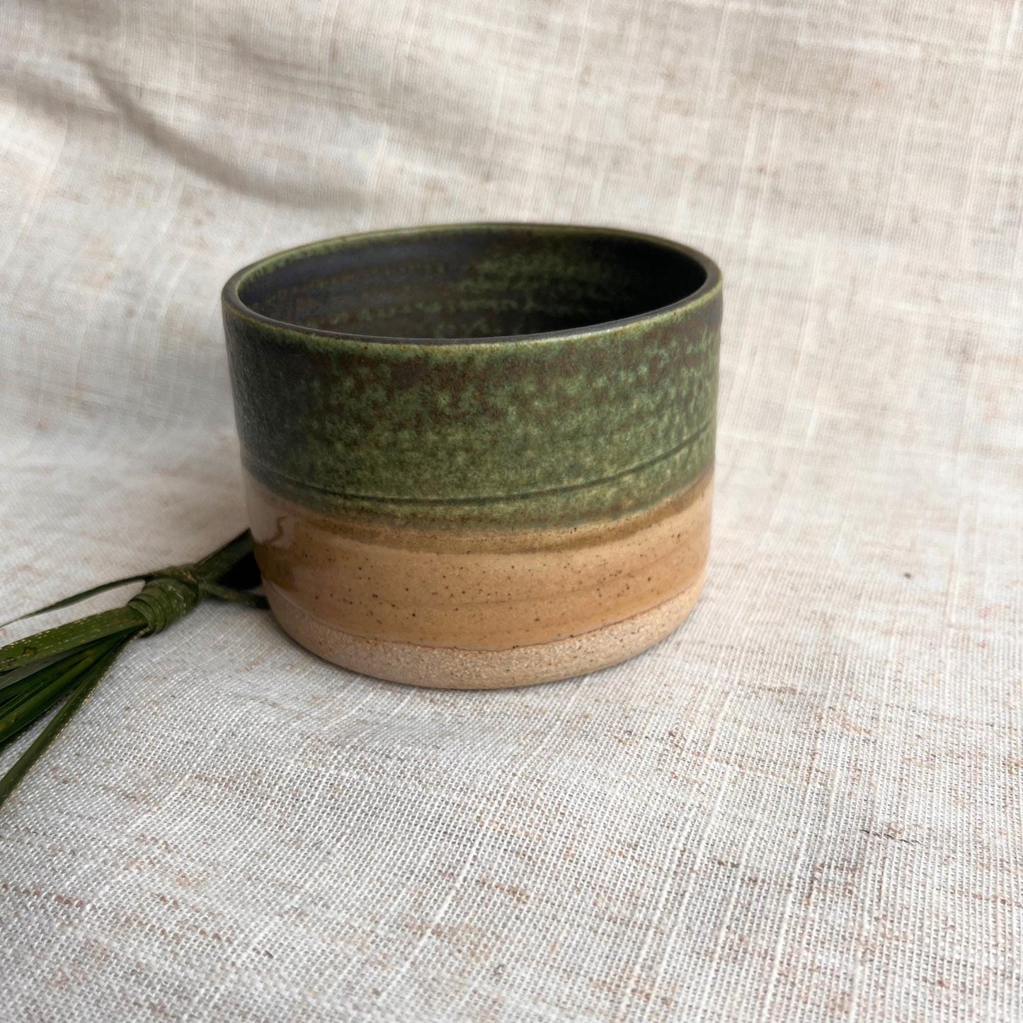 Stoneware Ceramic Tumbler | 6oz Latte Cappuccino Cup | Handmade Green Ceramic Cup | Handleless Stoneware Coffee Mug | Unique British Gift