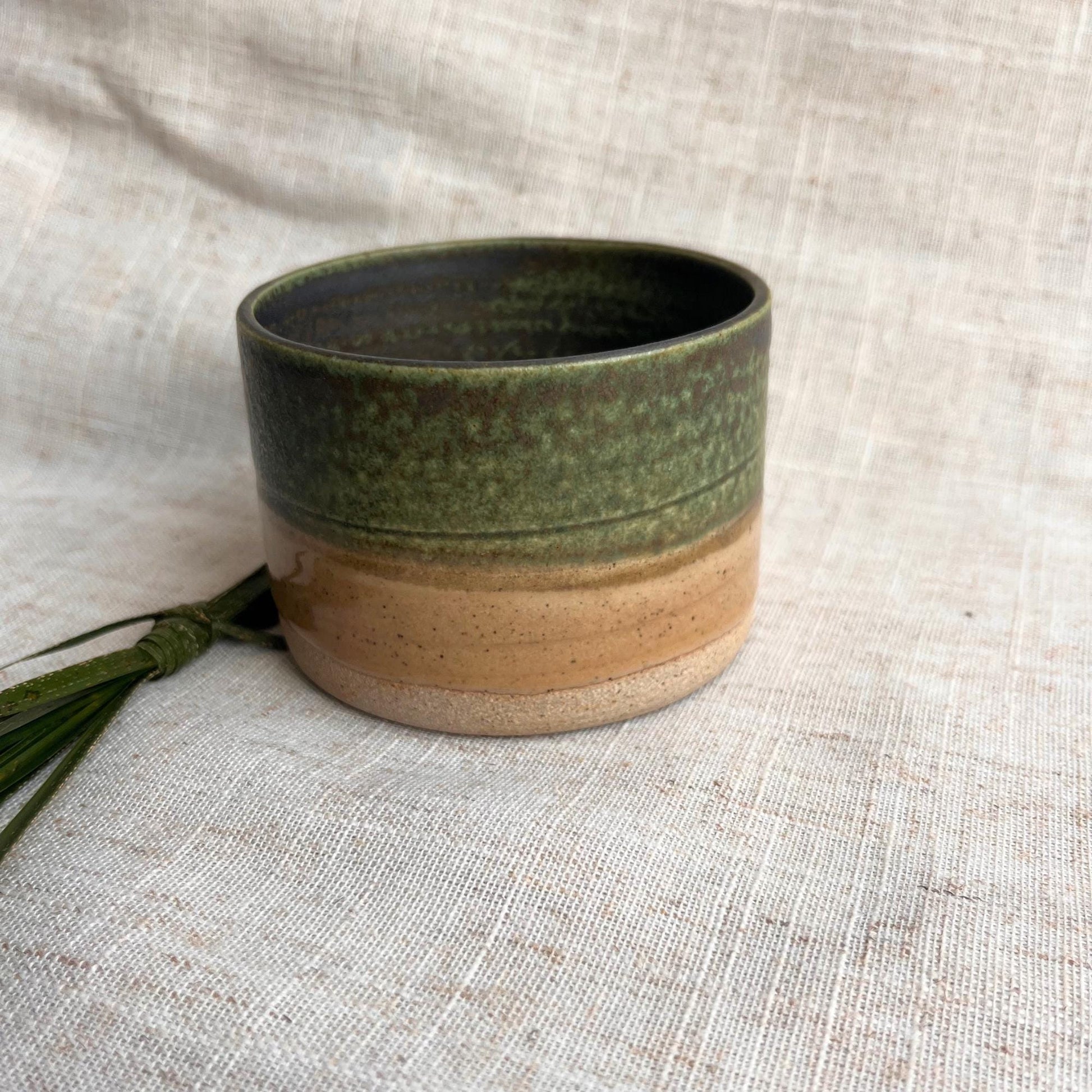 Stoneware Ceramic Tumbler | 6oz Latte Cappuccino Cup | Handmade Green Ceramic Cup | Handleless Stoneware Coffee Mug | Unique British Gift