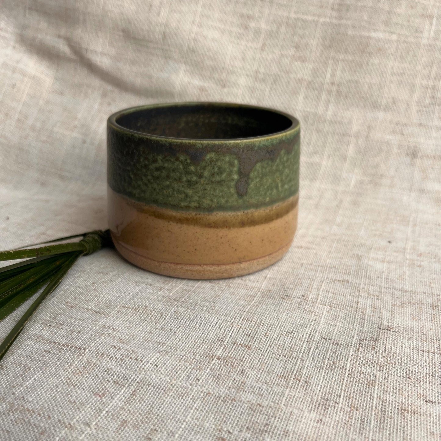 Stoneware Ceramic Tumbler | 6oz Latte Cappuccino Cup | Handmade Green Ceramic Cup | Handleless Stoneware Coffee Mug | Unique British Gift