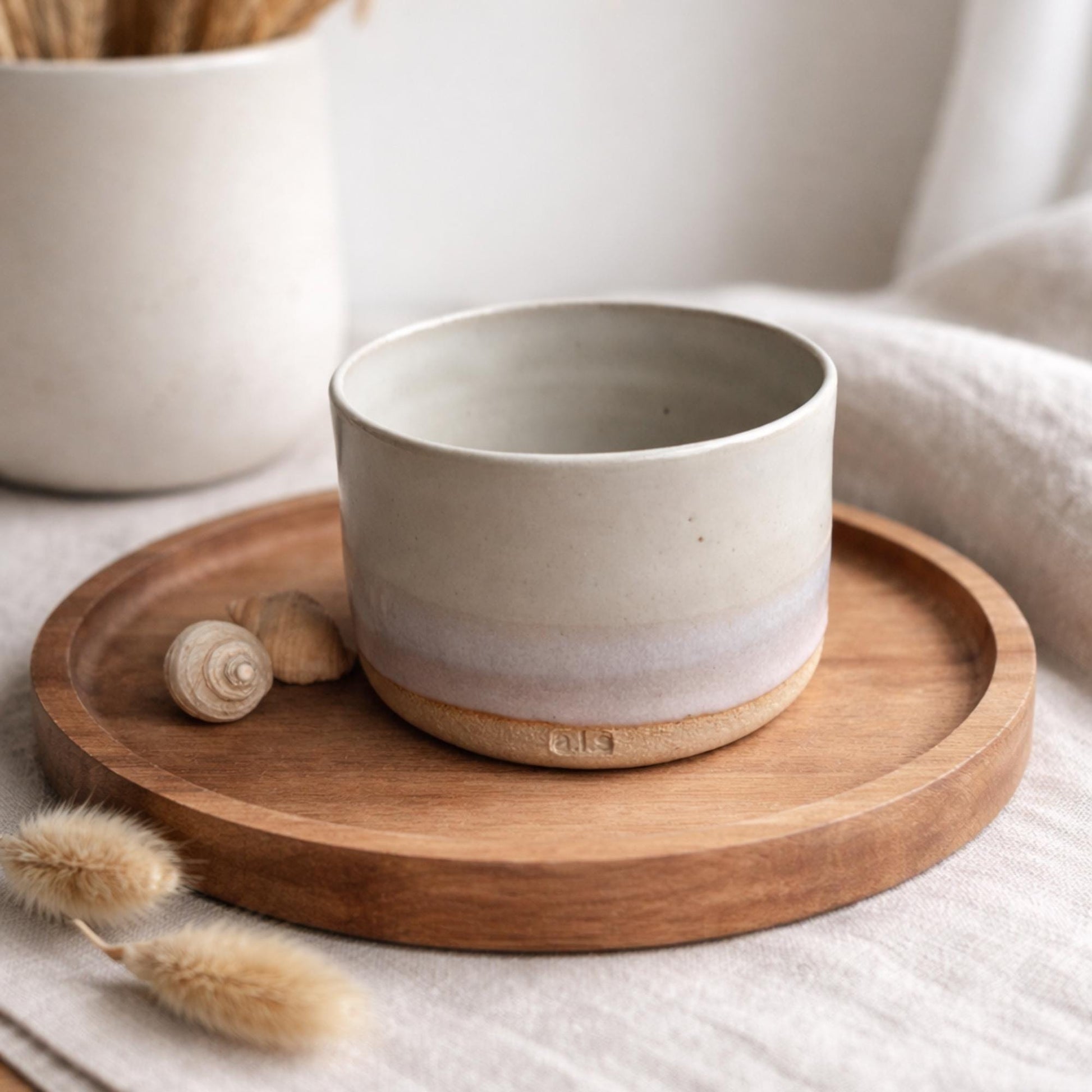 Stoneware Ceramic Tumbler | 6oz Latte Cappuccino Cup | Handmade White Ceramic Cup | Handleless Stoneware Coffee Mug | Unique British Gift