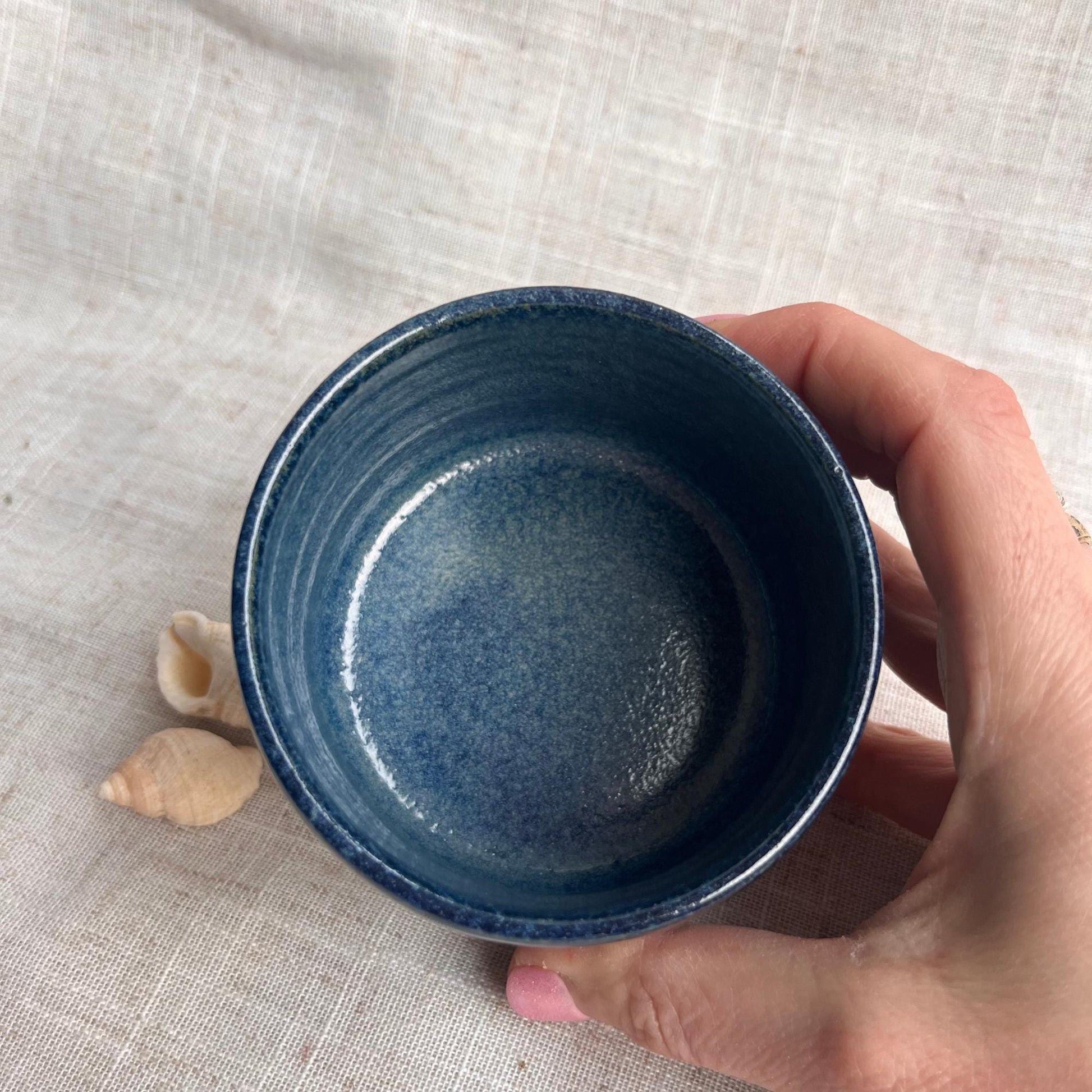 Stoneware Ceramic Tumbler | 6oz Latte Cappuccino Cup | Handmade Blue Ceramic Cup | Handleless Stoneware Coffee Mug | Unique British Gift