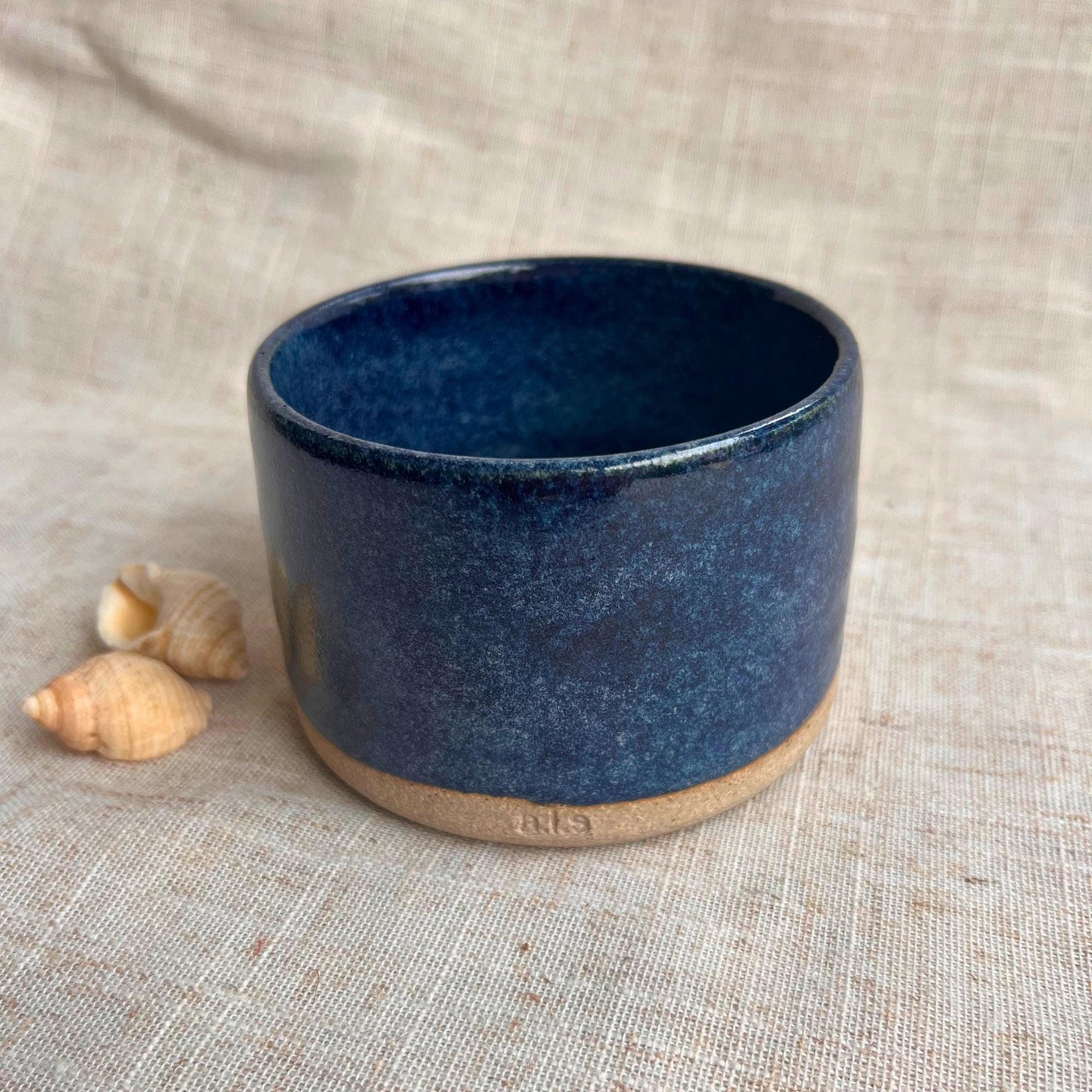 Stoneware Ceramic Tumbler | 6oz Latte Cappuccino Cup | Handmade Blue Ceramic Cup | Handleless Stoneware Coffee Mug | Unique British Gift