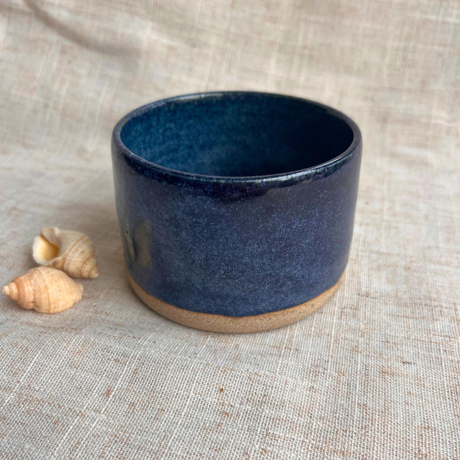 Stoneware Ceramic Tumbler | 6oz Latte Cappuccino Cup | Handmade Blue Ceramic Cup | Handleless Stoneware Coffee Mug | Unique British Gift