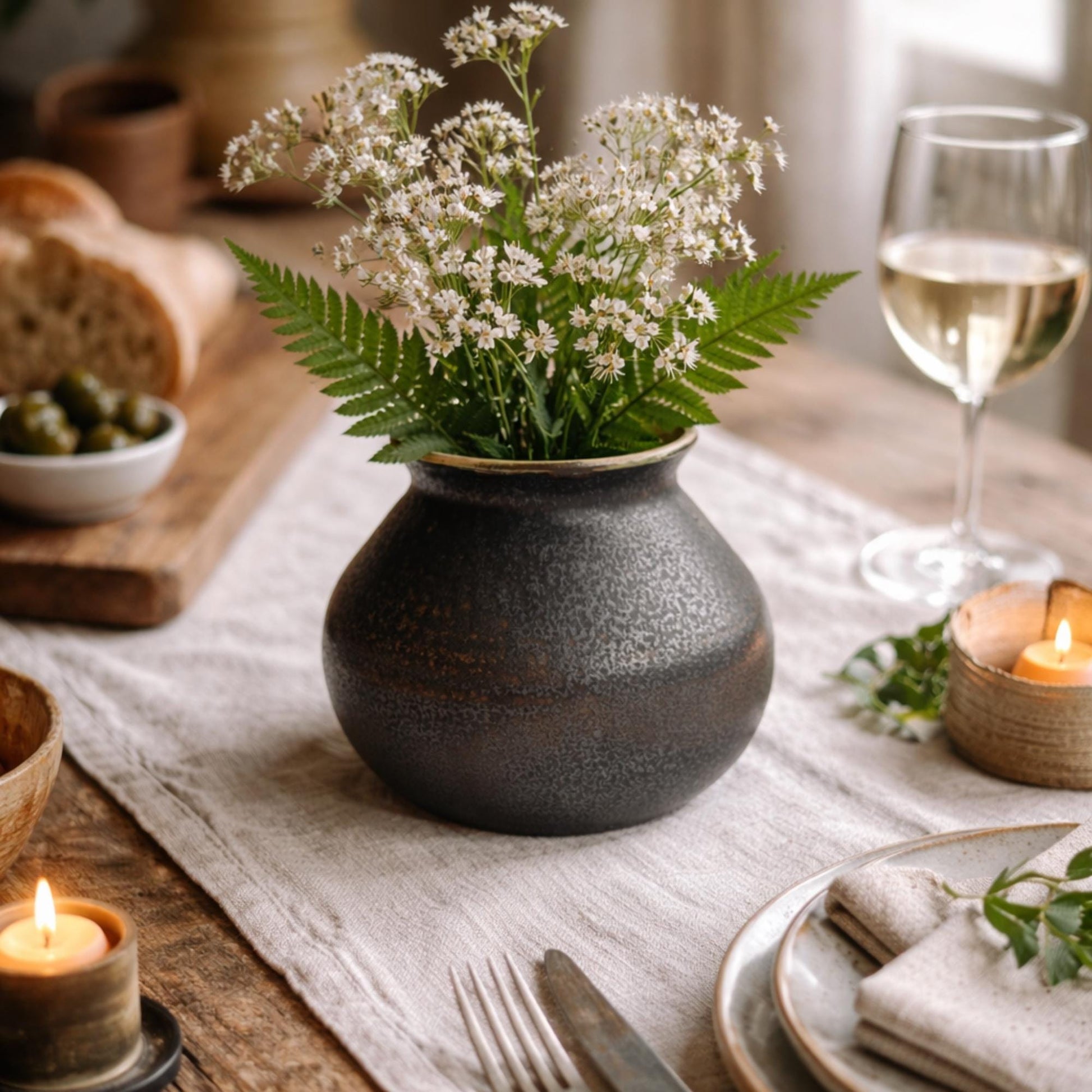 Handmade Ceramic Vase | Green Decorative Bud Vase | Tablescape | Minimalist | Center piece vase | Earthy Home Accent | Unique British Gift