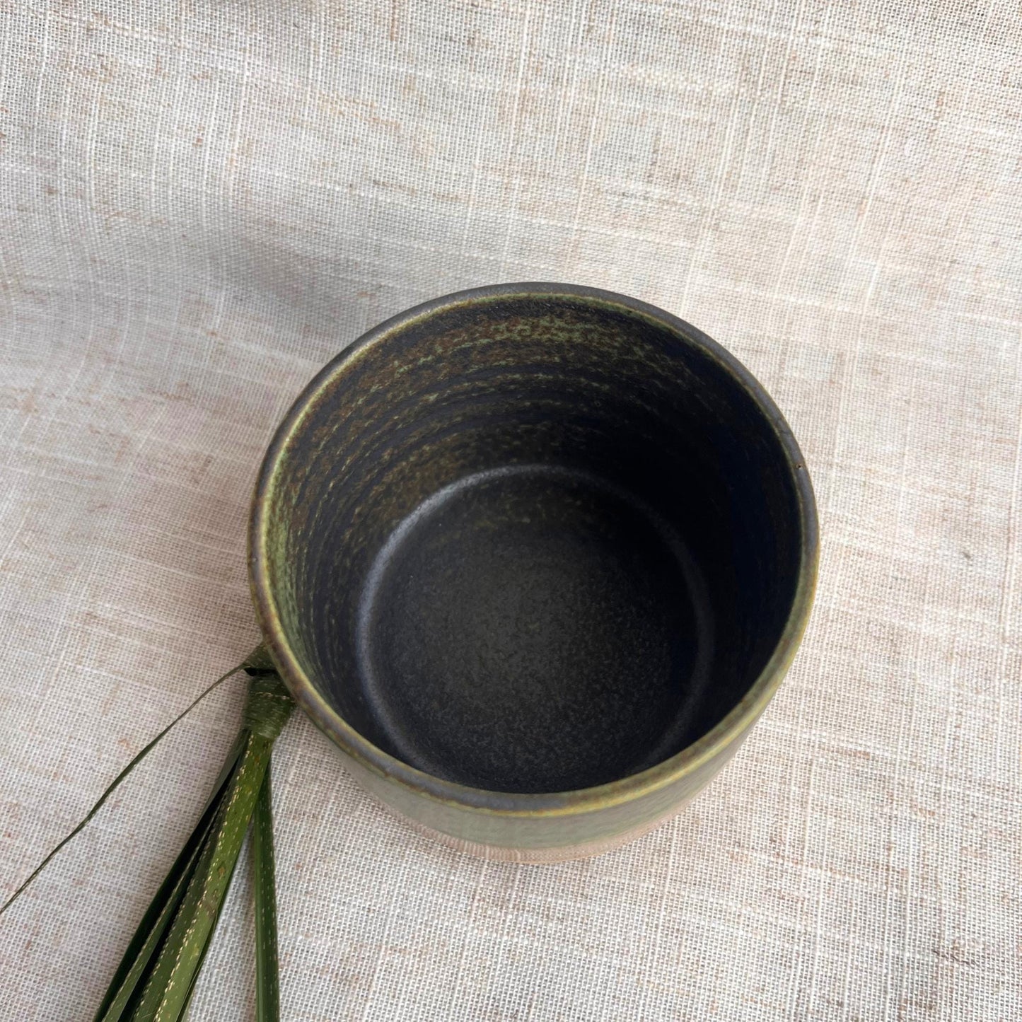 Stoneware Ceramic Tumbler | 6oz Latte Cappuccino Cup | Handmade Green Ceramic Cup | Handleless Stoneware Coffee Mug | Unique British Gift
