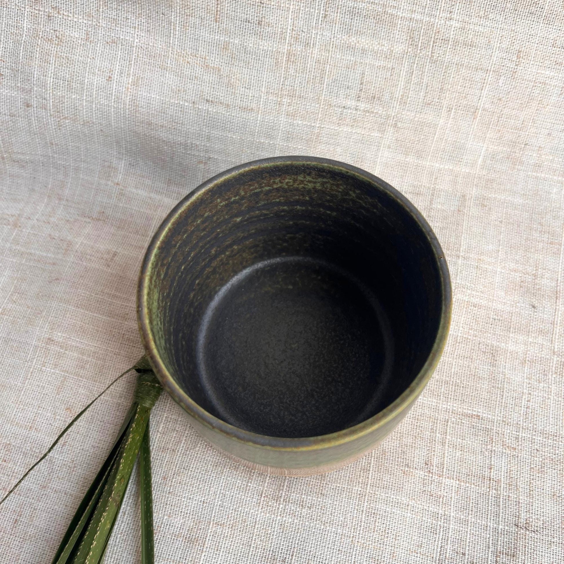 Stoneware Ceramic Tumbler | 6oz Latte Cappuccino Cup | Handmade Green Ceramic Cup | Handleless Stoneware Coffee Mug | Unique British Gift