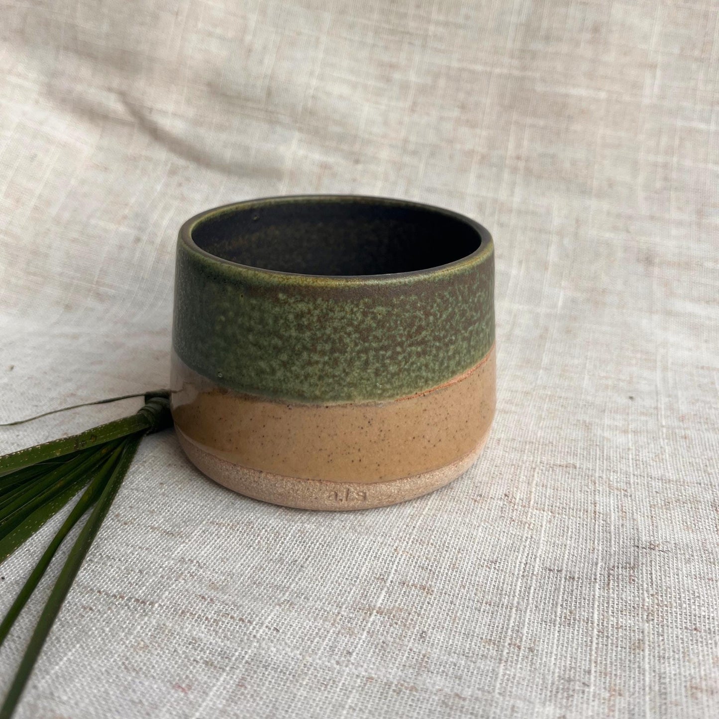 Stoneware Ceramic Tumbler | 6oz Latte Cappuccino Cup | Handmade Green Ceramic Cup | Handleless Stoneware Coffee Mug | Unique British Gift