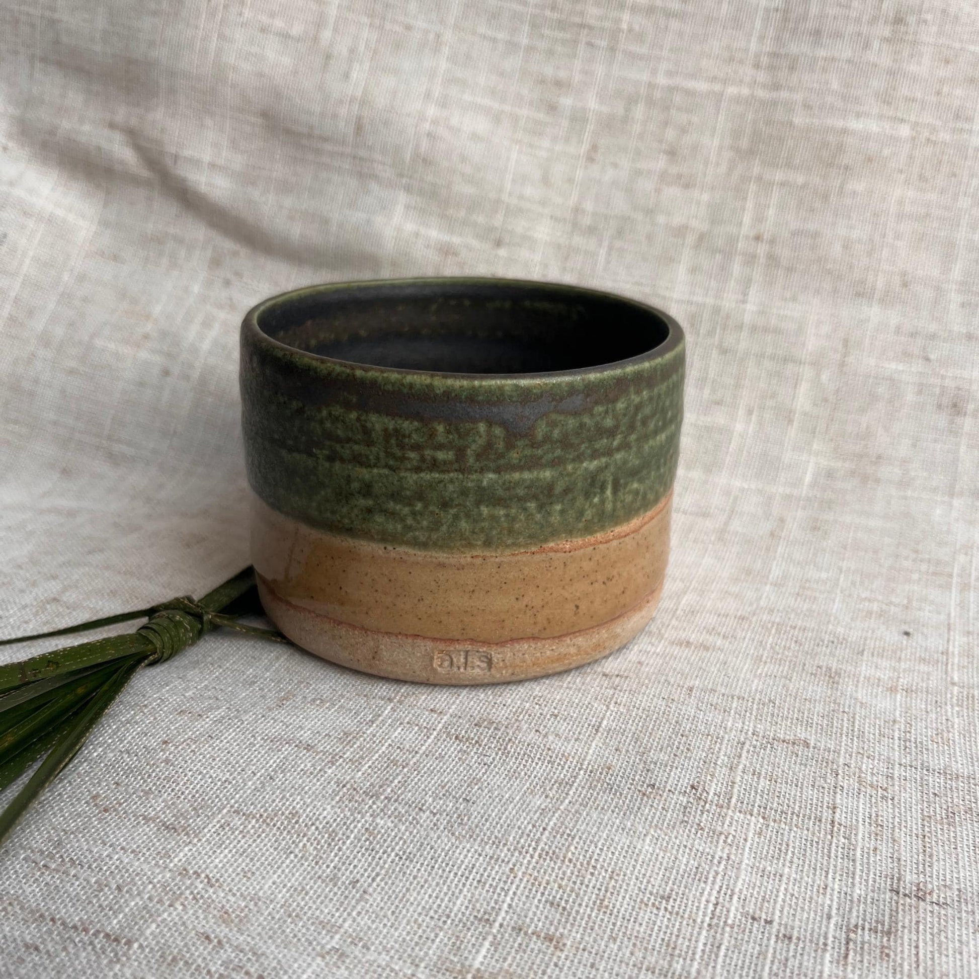 Stoneware Ceramic Tumbler | 6oz Latte Cappuccino Cup | Handmade Green Ceramic Cup | Handleless Stoneware Coffee Mug | Unique British Gift