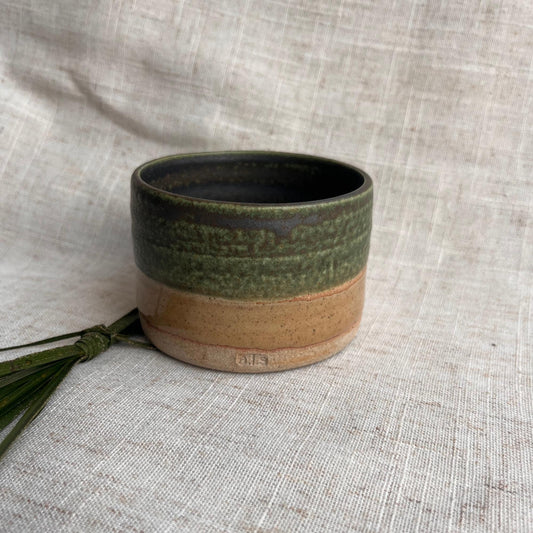 Stoneware Ceramic Tumbler | 6oz Latte Cappuccino Cup | Handmade Green Ceramic Cup | Handleless Stoneware Coffee Mug | Unique British Gift