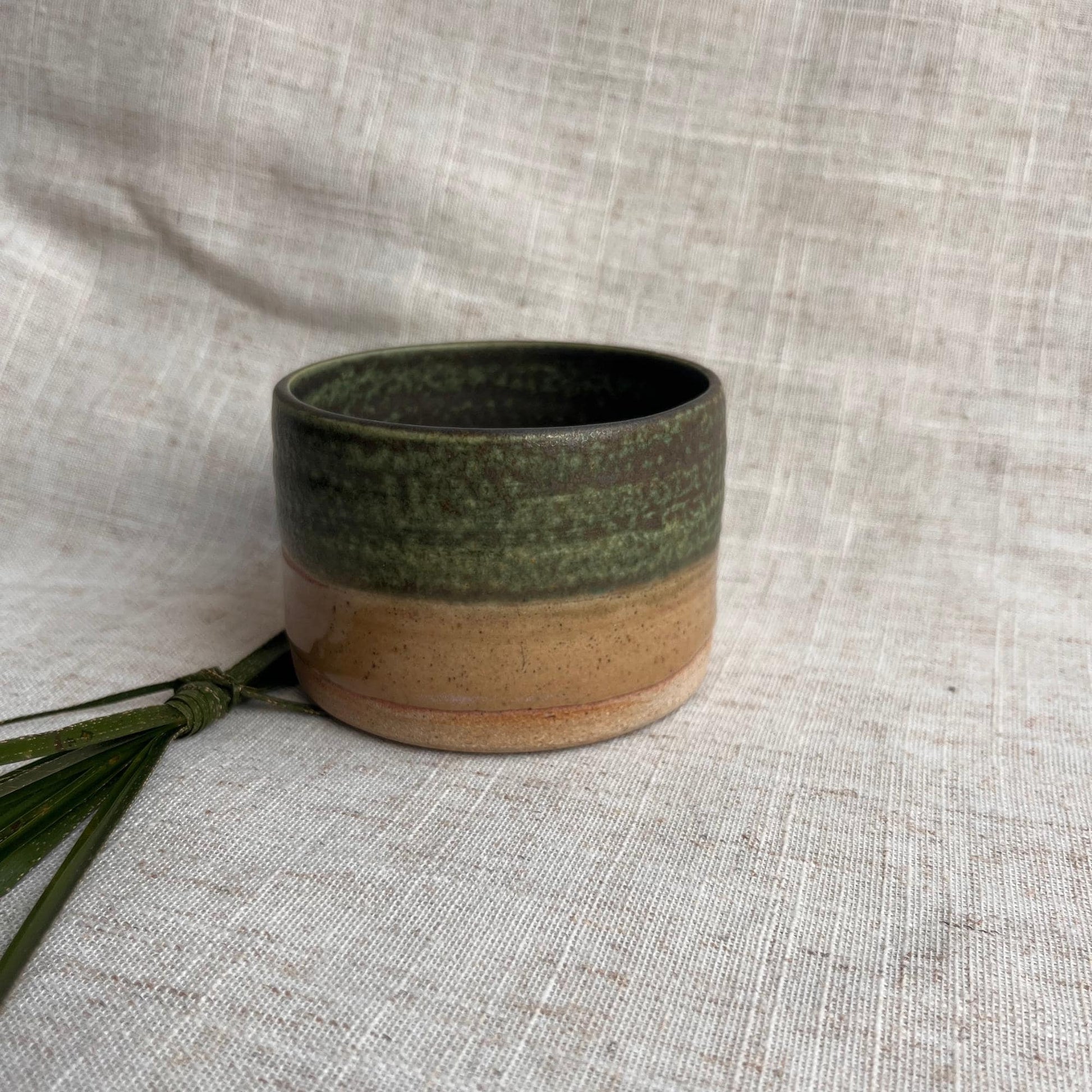 Stoneware Ceramic Tumbler | 6oz Latte Cappuccino Cup | Handmade Green Ceramic Cup | Handleless Stoneware Coffee Mug | Unique British Gift