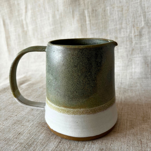 Ceramic Jug, Green stoneware jug, Ceramic pitcher handmade, UK Made