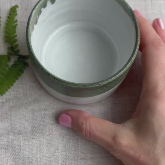 Stoneware Ceramic Tumbler | 6oz Latte Cappuccino Cup | Handmade Green Ceramic Cup | Handleless Stoneware Coffee Mug | Unique British Gift