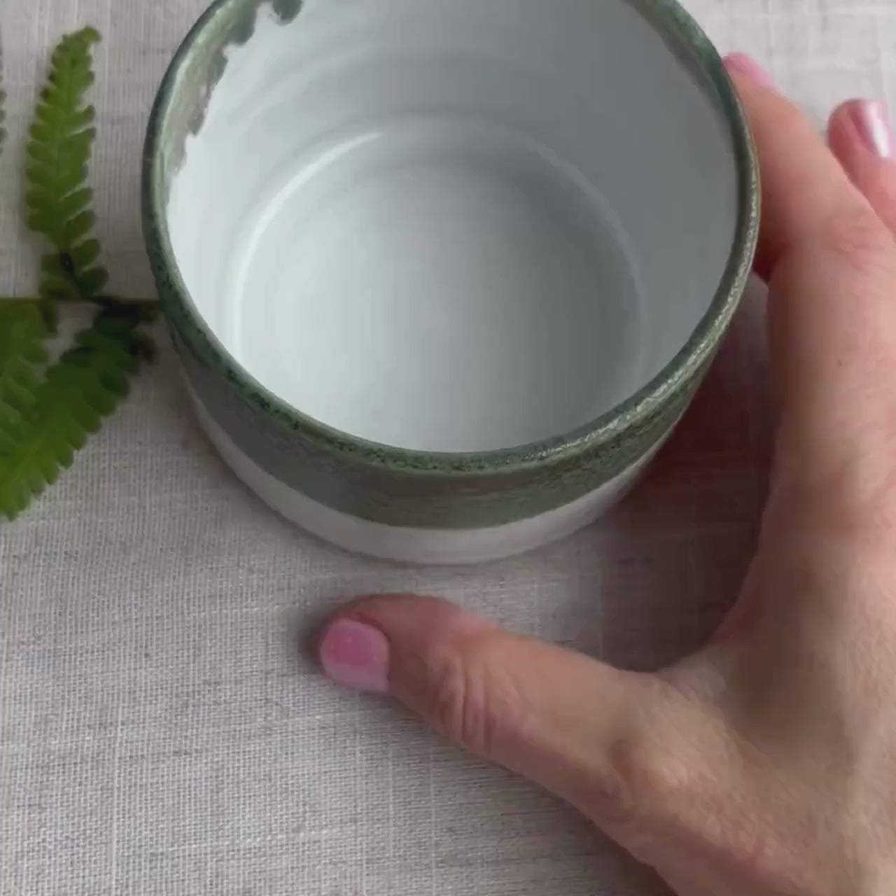 Stoneware Ceramic Tumbler | 6oz Latte Cappuccino Cup | Handmade Green Ceramic Cup | Handleless Stoneware Coffee Mug | Unique British Gift
