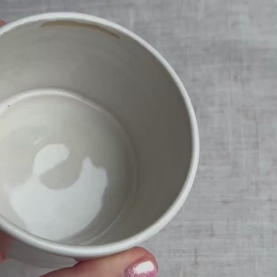 Stoneware Ceramic Tumbler | 6oz Latte Cappuccino Cup | Handmade White Ceramic Cup | Handleless Stoneware Coffee Mug | Unique British Gift