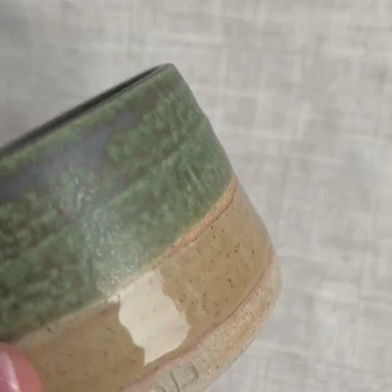 Stoneware Ceramic Tumbler | 6oz Latte Cappuccino Cup | Handmade Green Ceramic Cup | Handleless Stoneware Coffee Mug | Unique British Gift