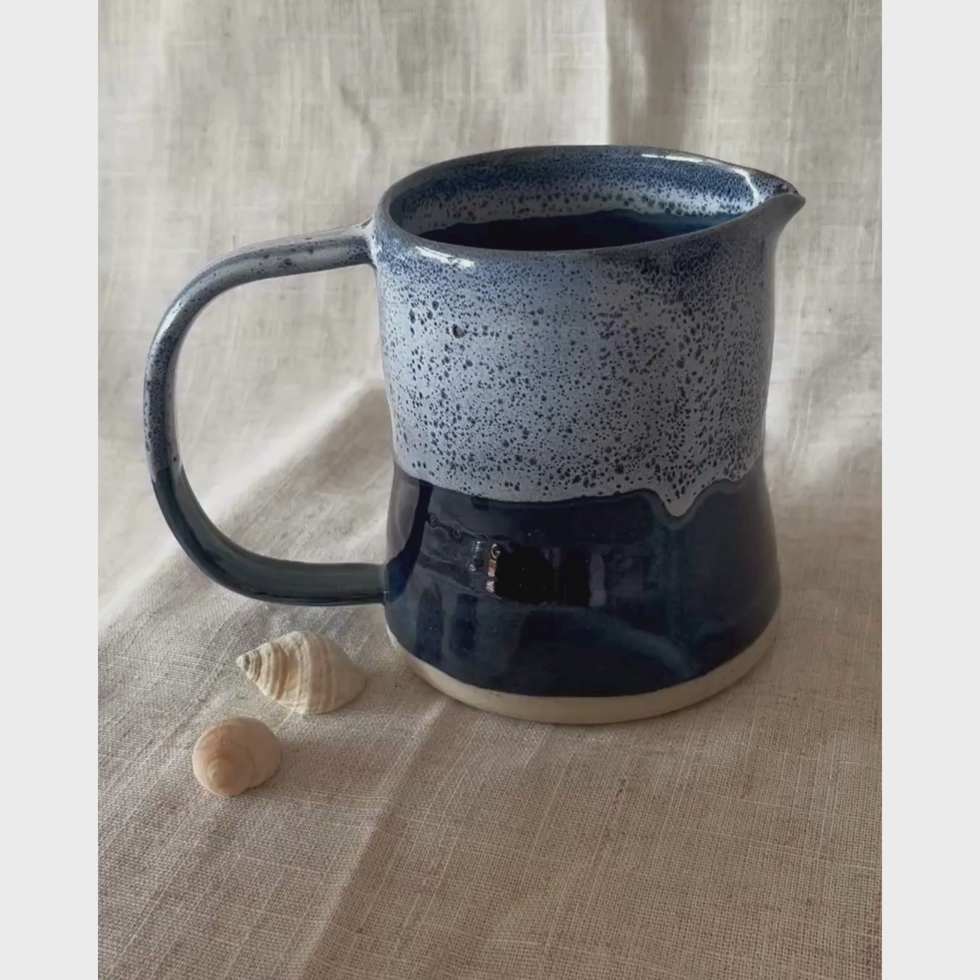 Ceramic Jug, blue stoneware jug, Beach Coastal Decor, UK made