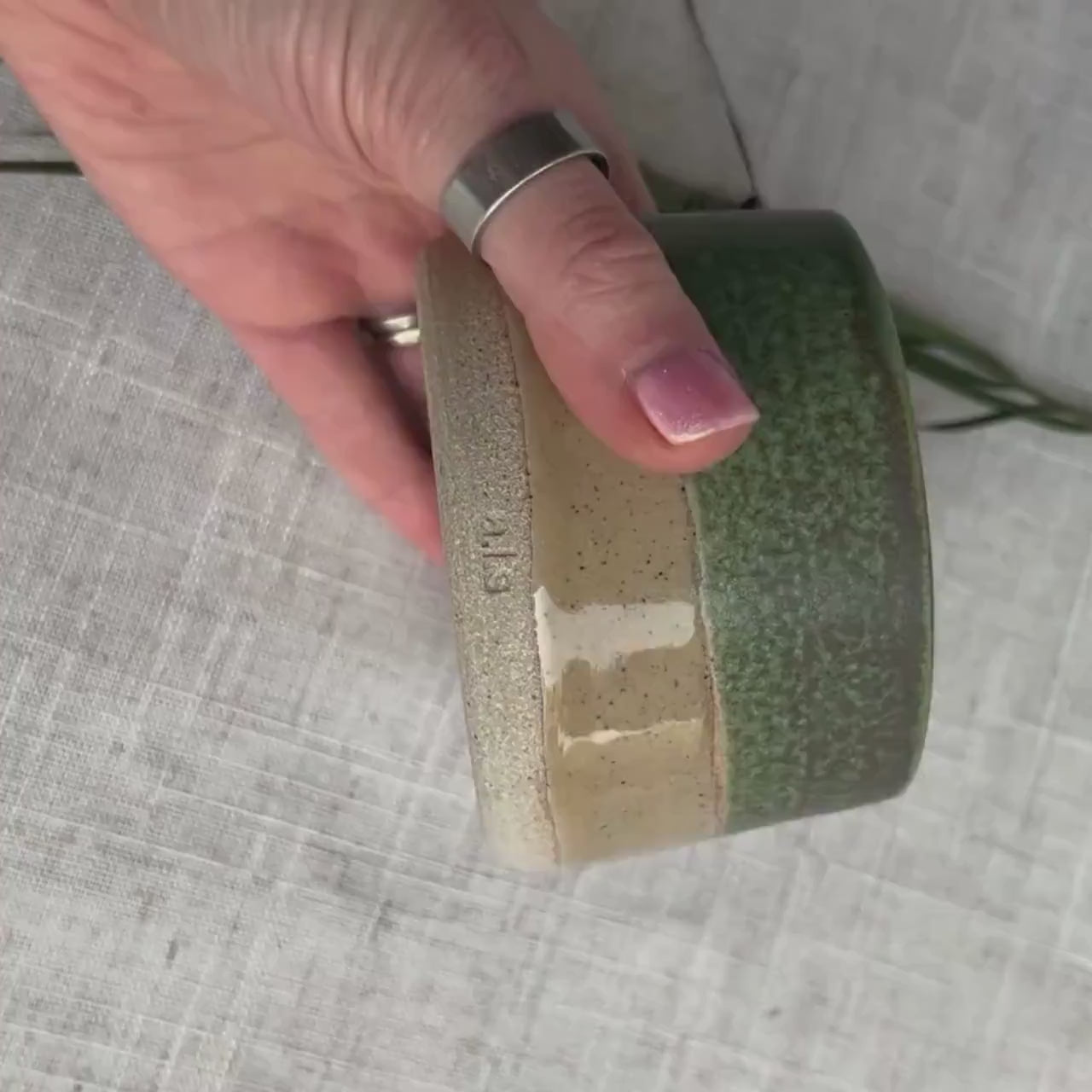 Stoneware Ceramic Tumbler | 6oz Latte Cappuccino Cup | Handmade Green Ceramic Cup | Handleless Stoneware Coffee Mug | Unique British Gift