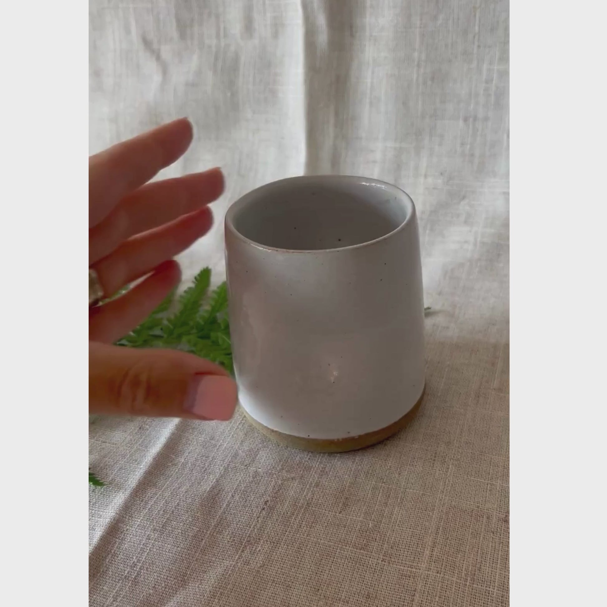 Handmade cortado coffee cup with dimple, white Pinch cup, Matcha cup, espresso coffee cup, Made in the UK
