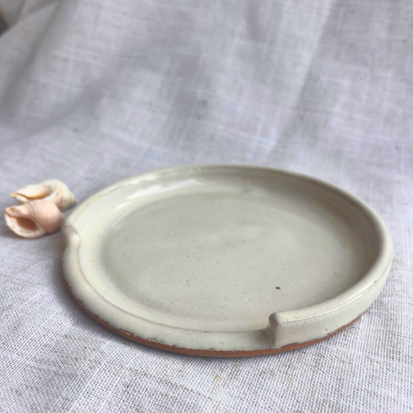Coastal Handmade Ceramic Spoon Rest Beige